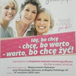 Zdjęcie przedstawia plakat, promujący bezpłatne badanie mammograficzne.